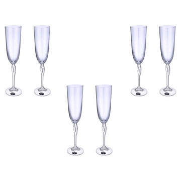 Bohemia Crystal - Flute Glass Set 6 Pieces - Blue - 220ml - Crystal