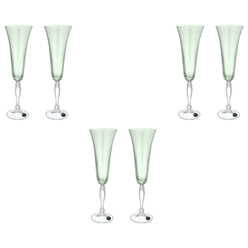 Bohemia Crystal - Flute Glass Set 6 Pieces 180ml - Green - Crystal