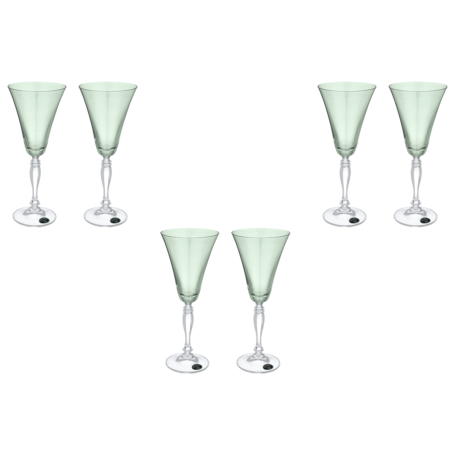 Bohemia Crystal - Goblet Glass Set 6 Pieces 190 ml - Green - Crystal