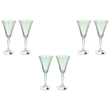 Bohemia Crystal - Goblet Glass Set 6 Pieces 190 ml - Green - Crystal