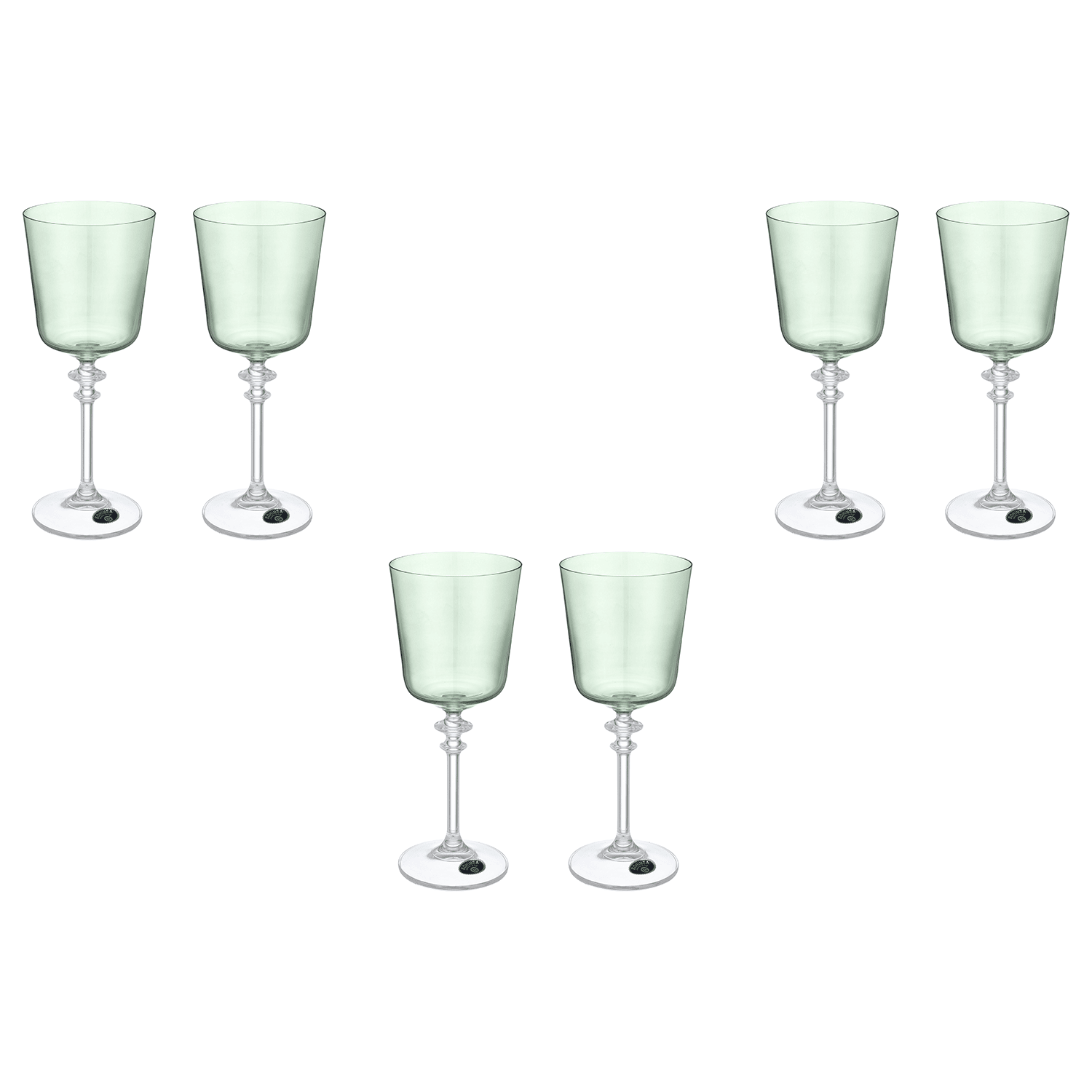 Bohemia Crystal - Goblet Glass Set 6 Pieces 240ml - Green - Crystal