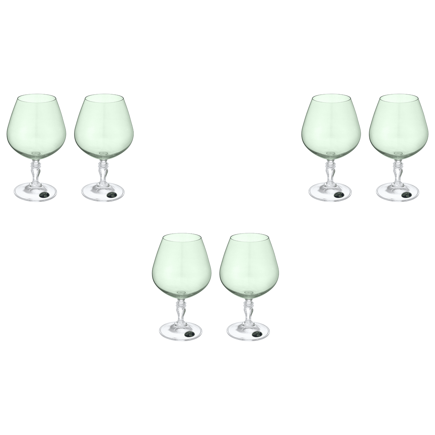 Bohemia Crystal - Brandy Glass Set 6 Pieces 380ml - Green - Crystal