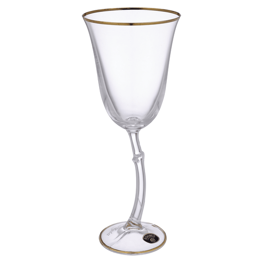 Bohemia Crystal - Goblet  Glass Set 6 Pieces 250ml - Gold - Crystal