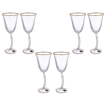 Bohemia Crystal - Goblet  Glass Set 6 Pieces 250ml - Gold - Crystal