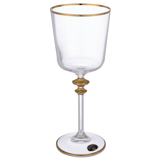 Bohemia Crystal - Goblet  Glass Set 6 Pieces 240ml - Gold - Crystal