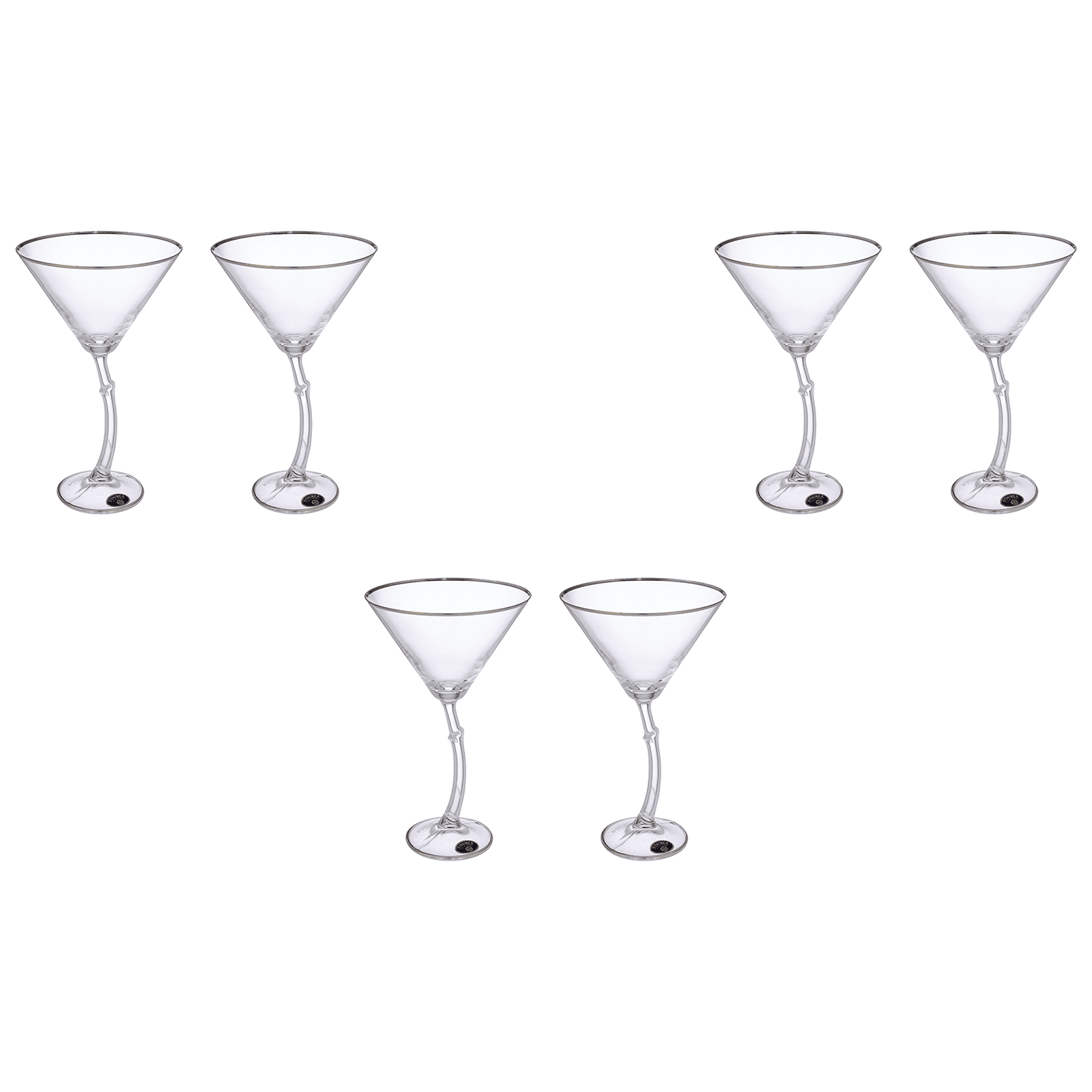 Bohemia Crystal - Cocktail Glass Set 6 Pieces 285ml - Silver - Crystal