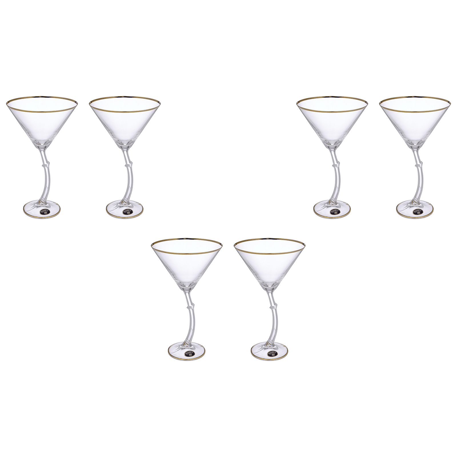 Bohemia Crystal - Cocktail Glass Set 6 Pieces 285ml - Gold - Crystal