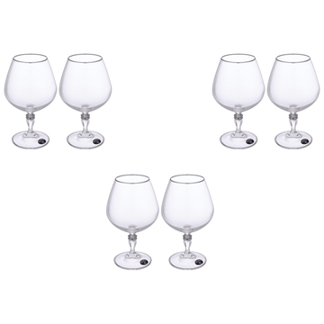 Bohemia Crystal - Brandy Glass Set 6 Pieces 380ml  - Silver - Crystal