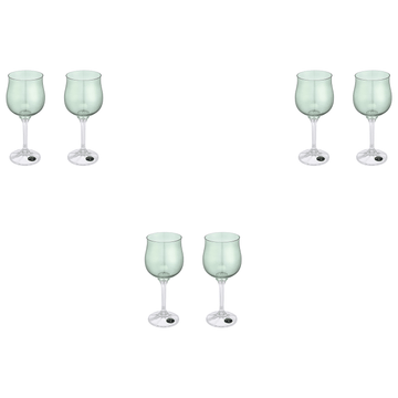 Bohemia Crystal - Goblet Glass Set 6 Pieces - Green - 230ml