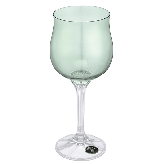 Bohemia Crystal - Goblet Glass Set 6 Pieces - Green - 230ml