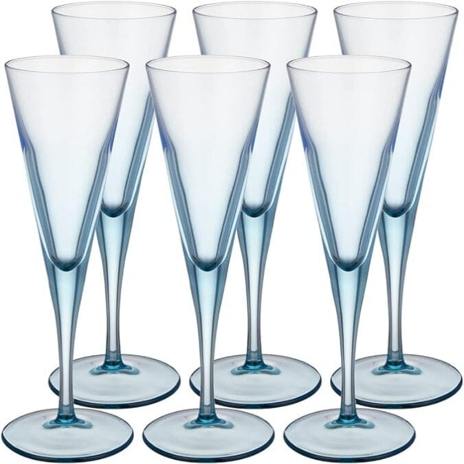 Pasabahce - V-Line Champagne Flute Glass Set 6 Pieces - Blue - 150ml - 390005004