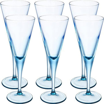 Pasabahce - V-Line Champagne Glass Set 6 Pieces - Blue - 200ml - 390005007