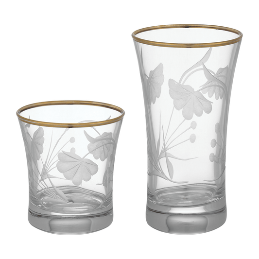 Pasabahce - Decorated Highball & Tumbler Glass Set 12 Pieces - Gold - 340&250ml - Glass - 390005024