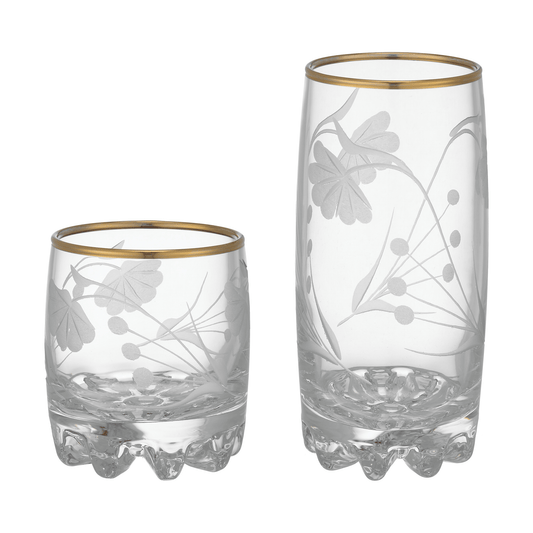 Pasabahce - Decorated Highball & Tumbler Glass Set 12 Pieces - Gold - 370&200ml - Glass - 390005026