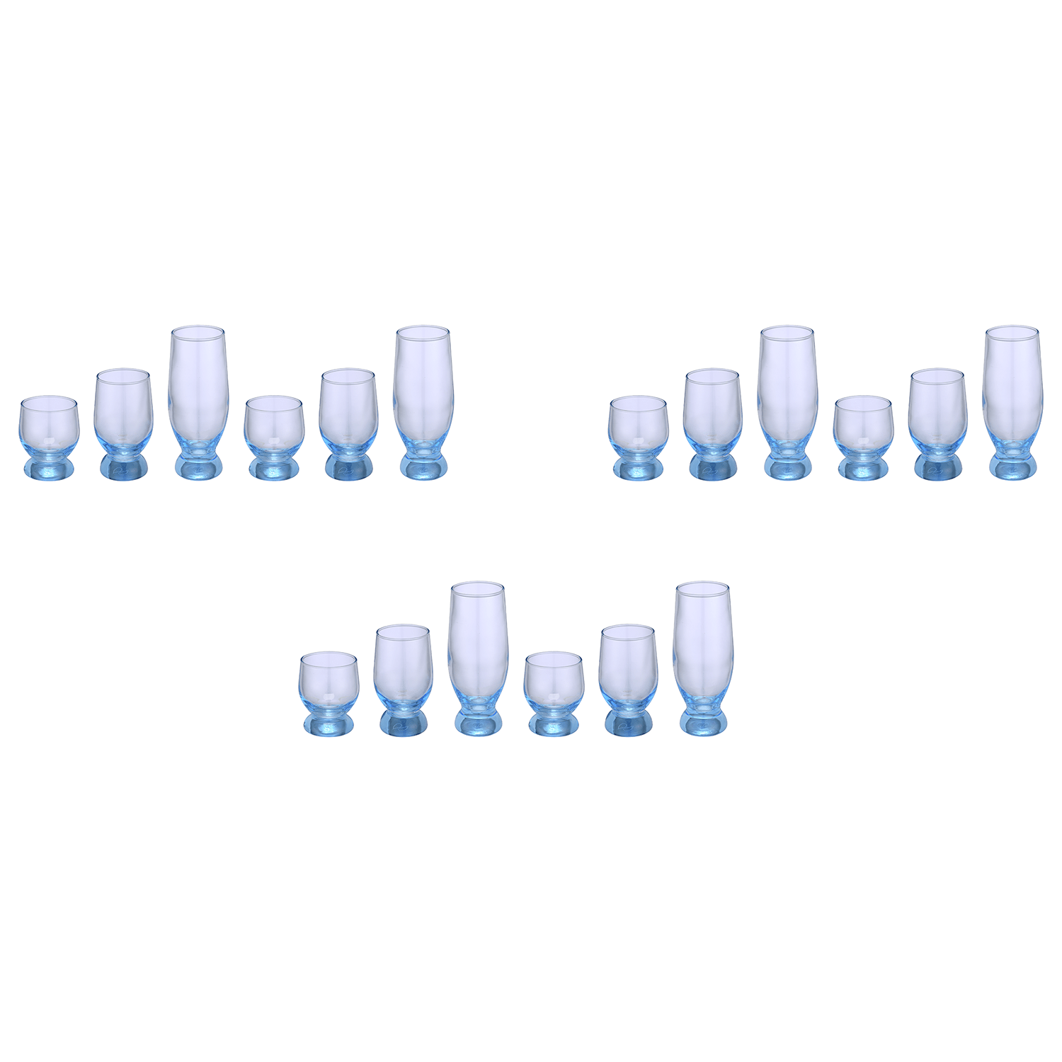 Pasabahce -Aquatic Glass Set 18 Pieces - Blue