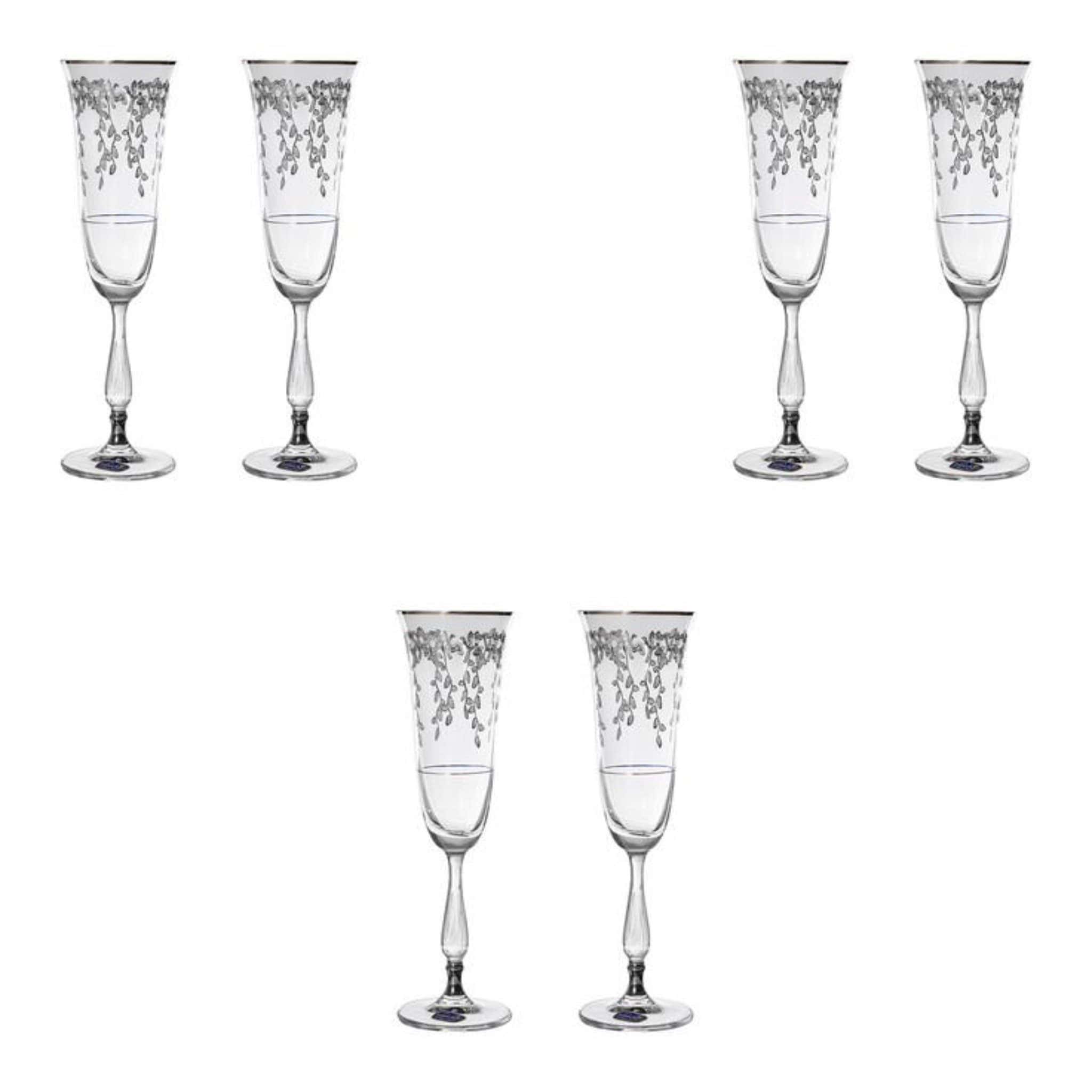 Bohemia Crystal - Flute Glass Set 6 Pieces - Silver - 150ml - 39000601