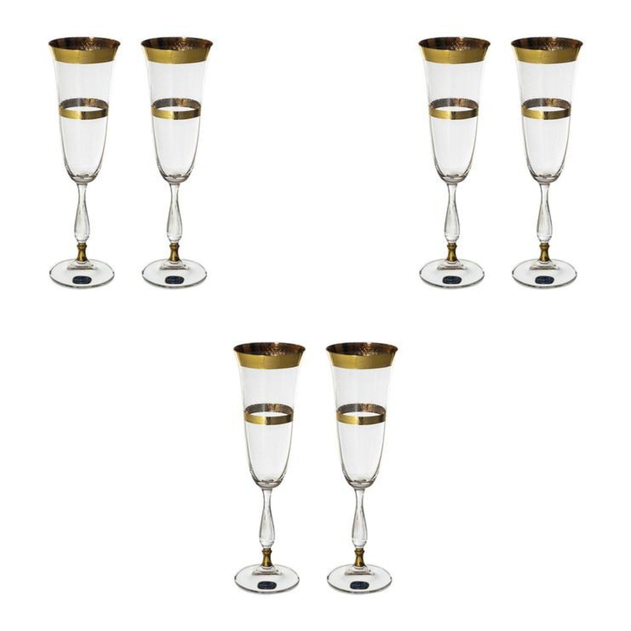 Bohemia Crystal - Flute Glass Set 6 Pieces - Gold - 150ml - 39000604