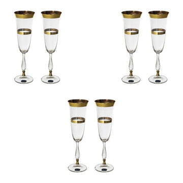 Bohemia Crystal - Flute Glass Set 6 Pieces - Gold - 150ml - 39000604