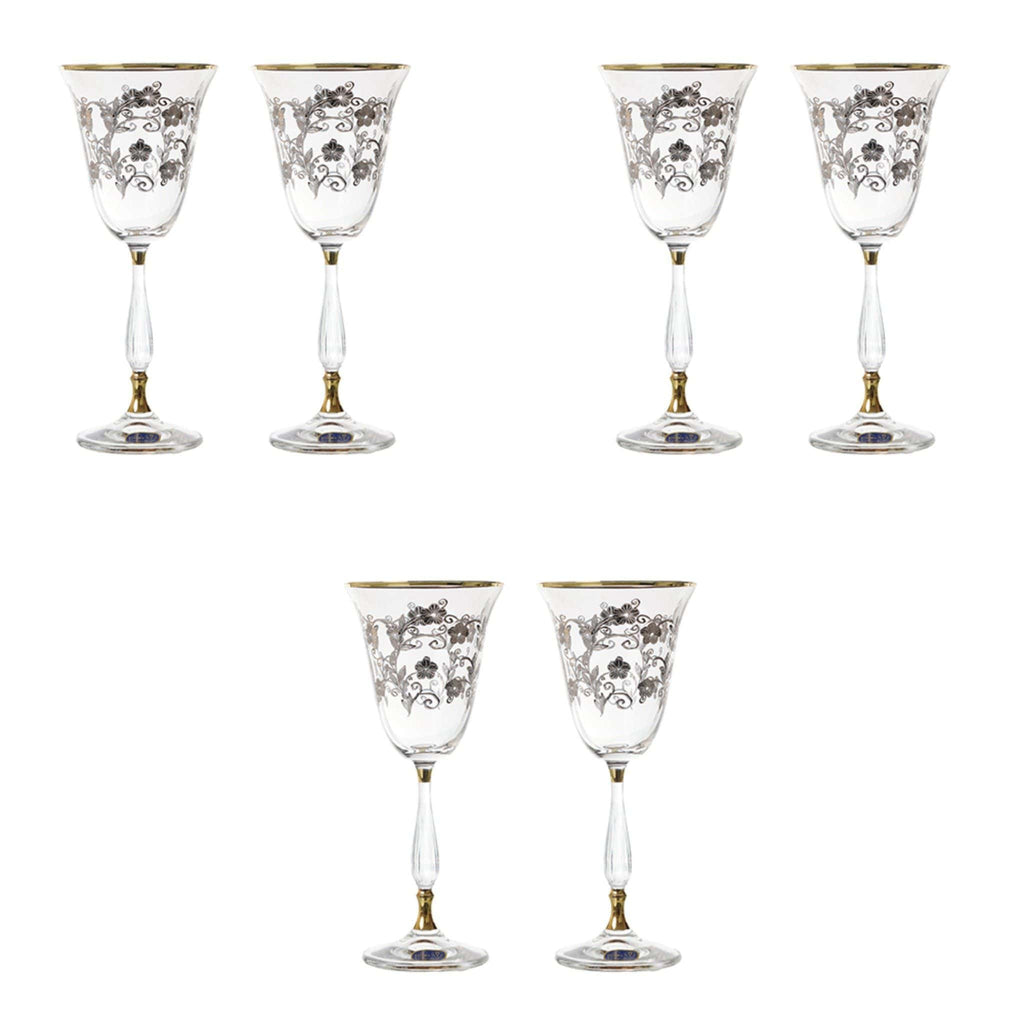 Bohemia Crystal - Goblet Glass Set 6 Pieces - Gold & Silver - 185ml - 39000606
