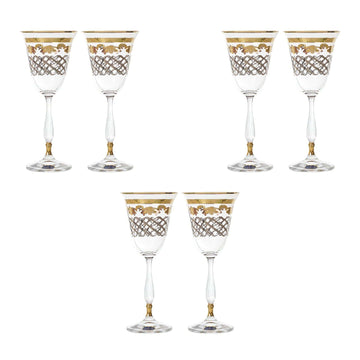 Bohemia Crystal - Goblet Glass Set 6 Pieces - Gold & Silver - 185ml - 39000607