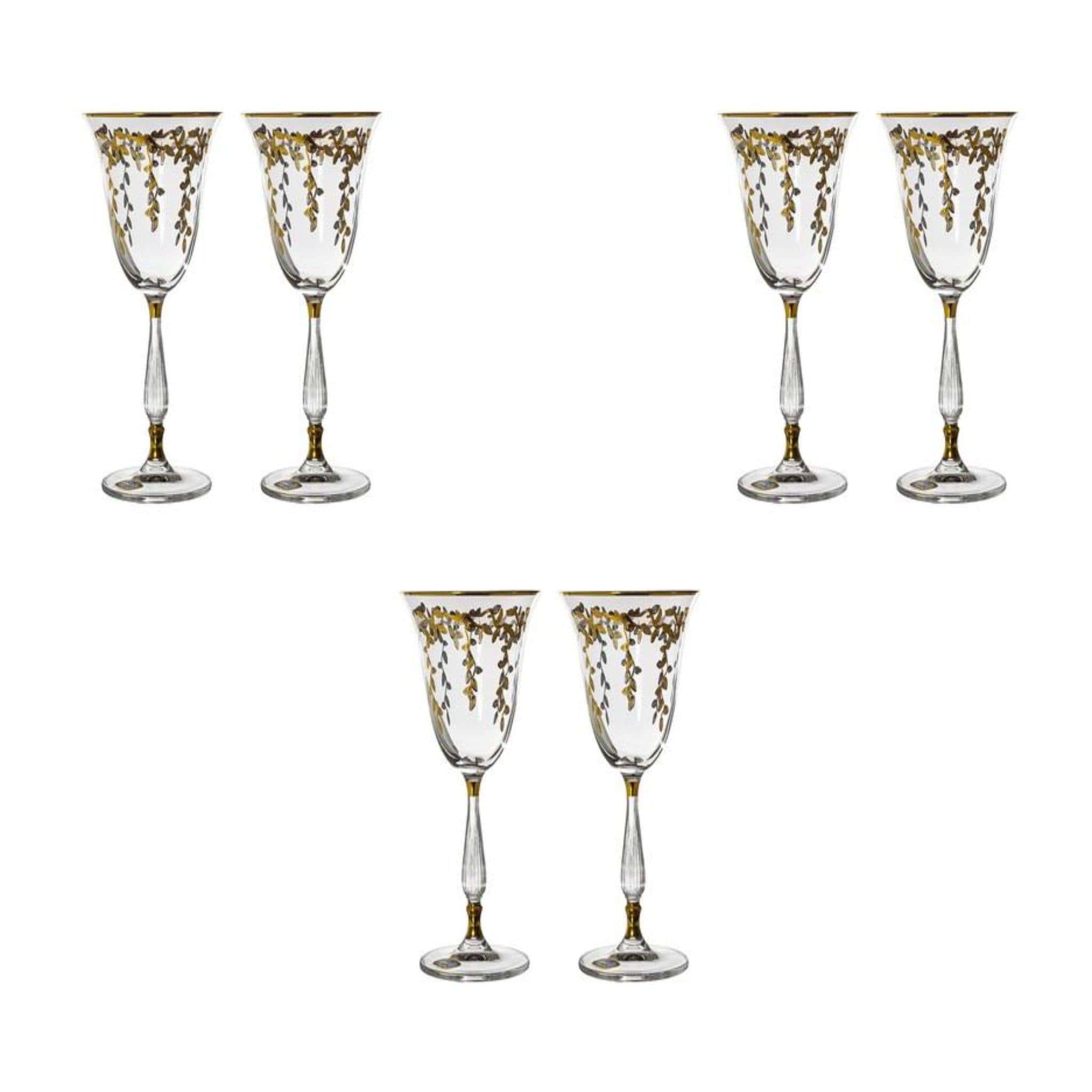 Bohemia Crystal - Goblet Glass Set 6 Pieces - Gold - 185ml - 39000609