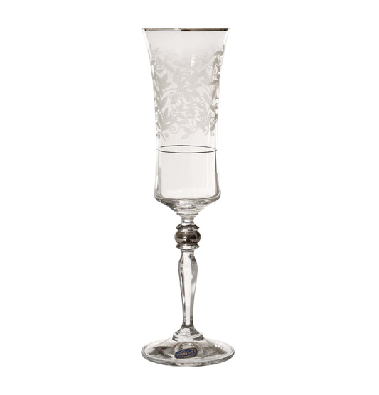 Bohemia Crystal - Flute Glass Set 6 Pieces - Silver - 150ml - 39000621