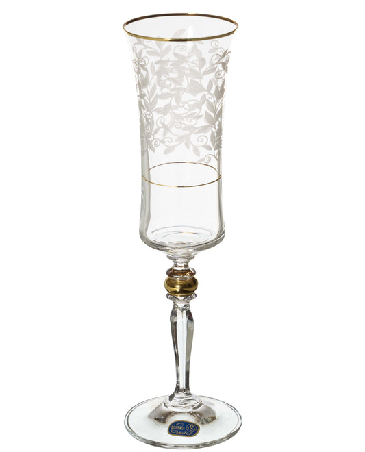 Bohemia Crystal - Flute Glass Set 6 Pieces - Gold - 150ml - 39000622