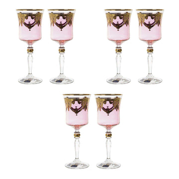 Bohemia Crystal - Goblet Glass Set 6 Pieces - Gold & Rose - 220ml - 39000632