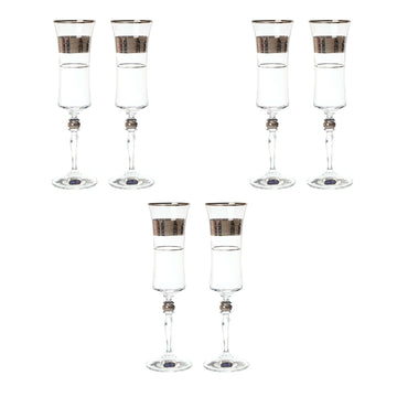 Bohemia Crystal - Flute Glass Set 6 Pieces - Silver - 150ml - 39000639