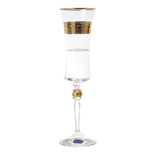 Bohemia Crystal - Flute Glass Set 6 Pieces - Gold - 150ml - 39000641