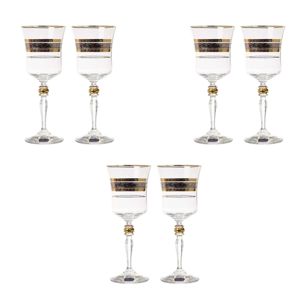 Bohemia Crystal - Goblet Glass Set 6 Pieces - Gold & Silver - 220ml - 39000644