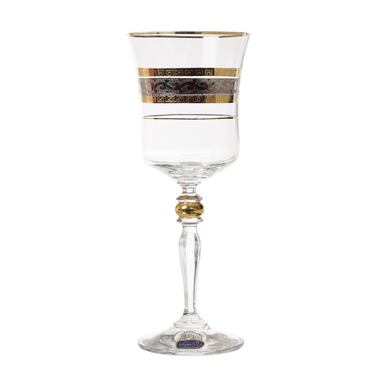 Bohemia Crystal - Goblet Glass Set 6 Pieces - Gold & Silver - 220ml - 39000644