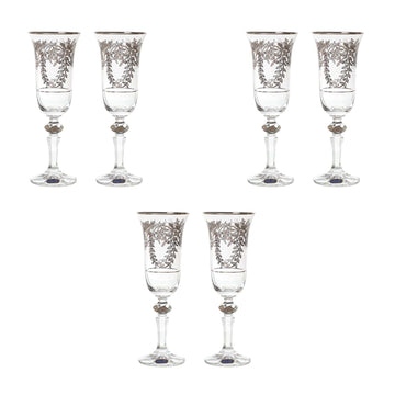 Bohemia Crystal - Flute Glass Set 6 Pieces - Silver - 150ml - 39000658