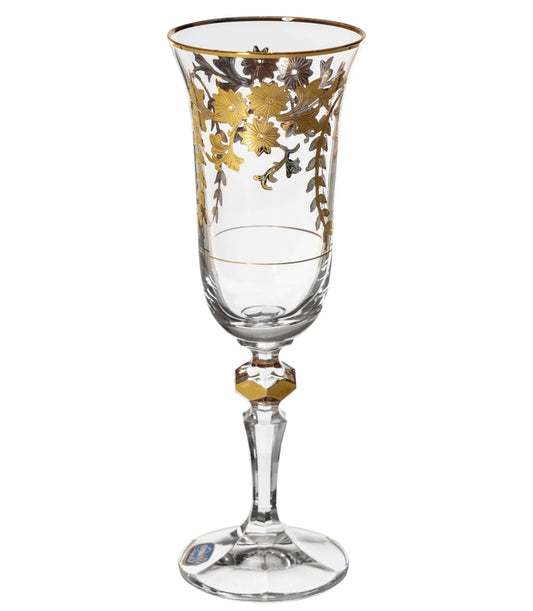 Bohemia Crystal - Flute Glass Set 6 Pieces - Gold - 150ml - 39000659
