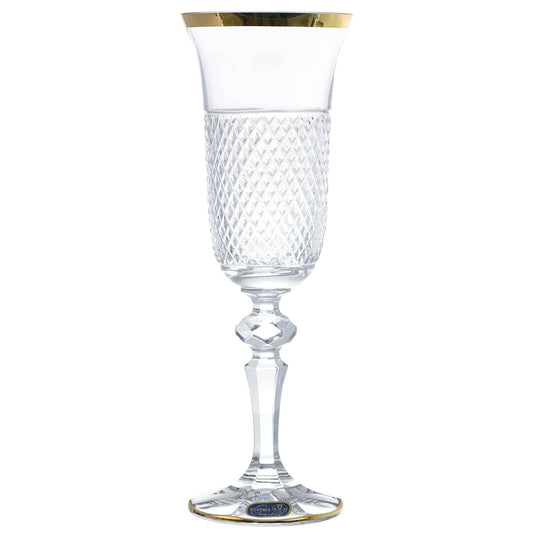 Bohemia Crystal - Flute Glass Set 6 Pieces - Gold - 150ml - 39000674