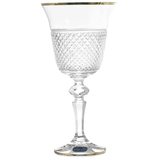 Bohemia Crystal - Goblet Glass Set 6 Pieces - Gold - 200ml- 39000675