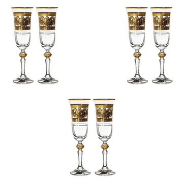 Bohemia Crystal - Flute Glass Set 6 Pieces - Gold - 150ml - 39000685
