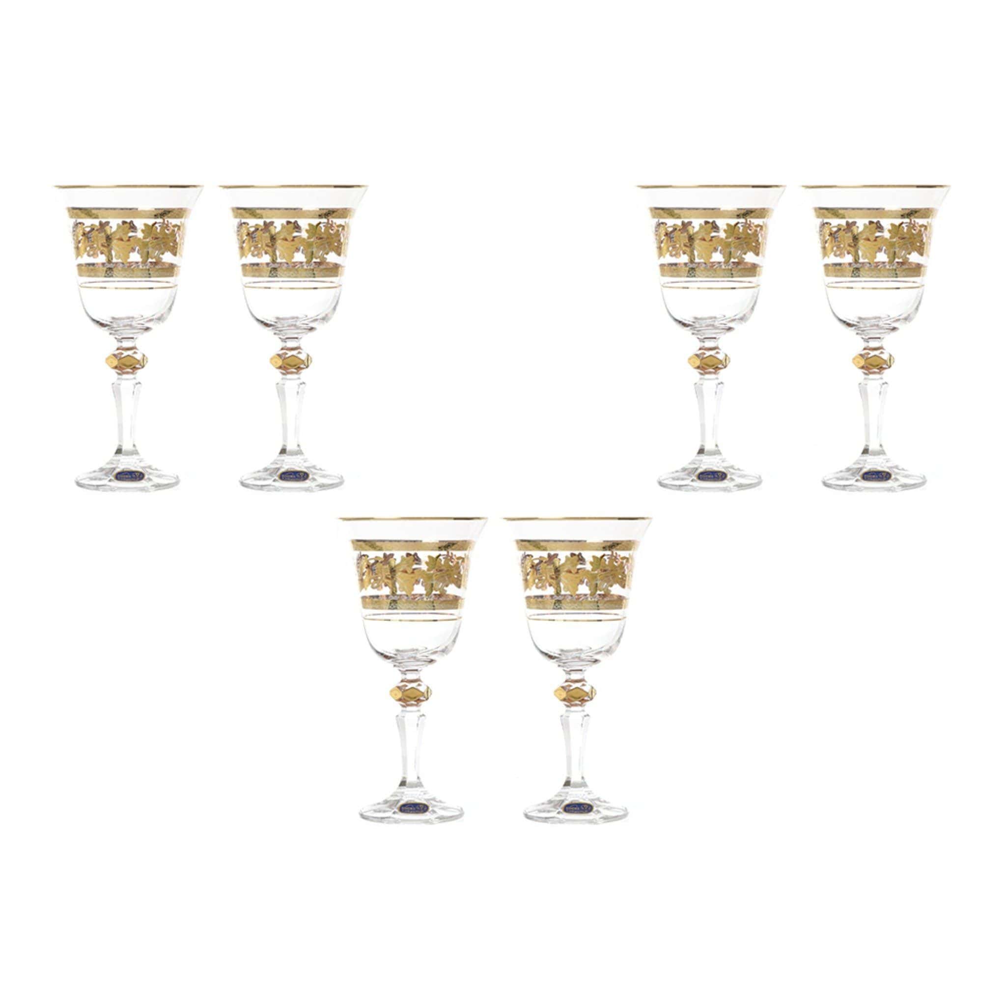 Bohemia Crystal - Goblet Glass Set 6 Pieces - Gold - 185ml - 39000686