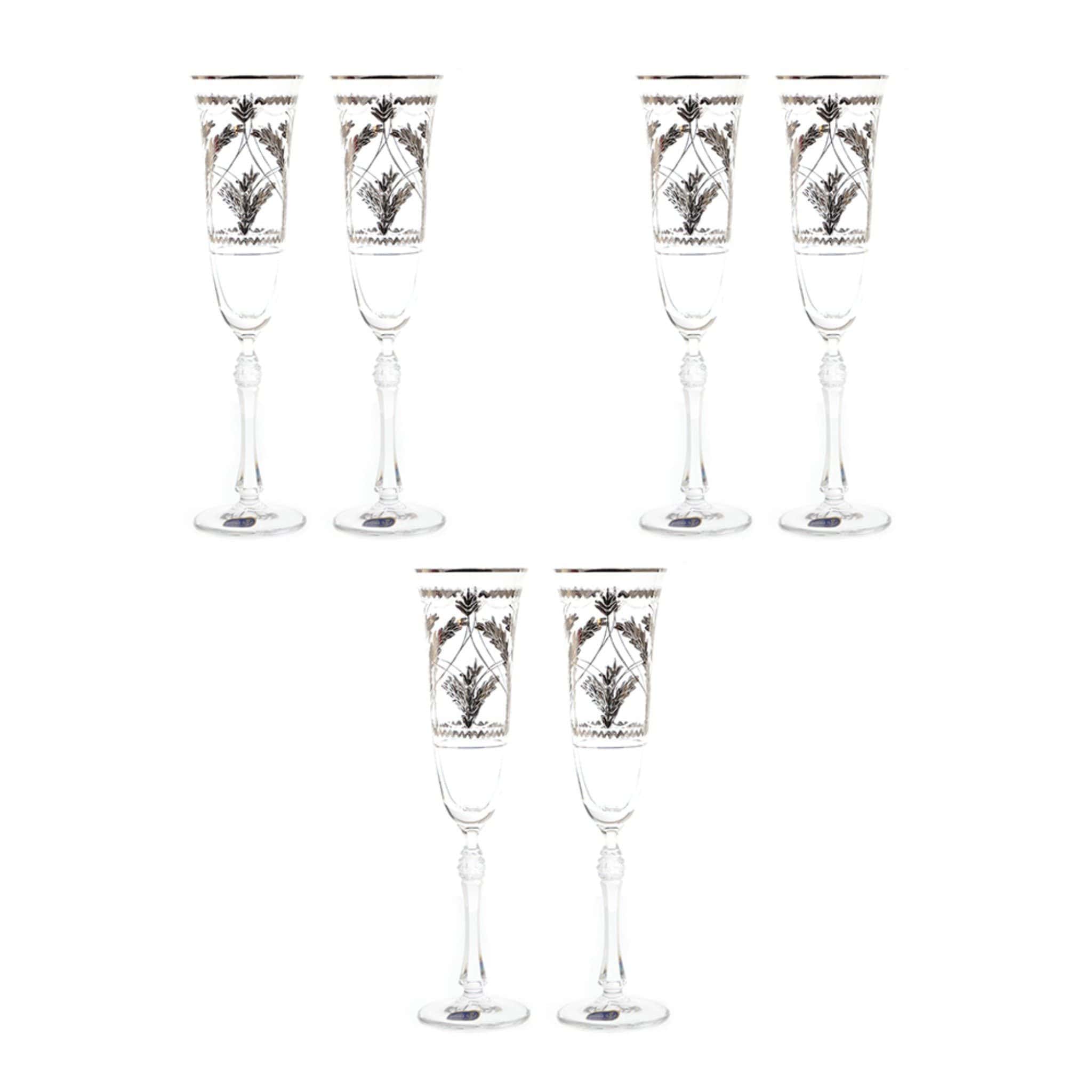 Bohemia Crystal - Flute Glass Set 6 Pieces - Silver - 150ml - 39000743