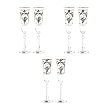Bohemia Crystal - Flute Glass Set 6 Pieces - Silver - 150ml - 39000743