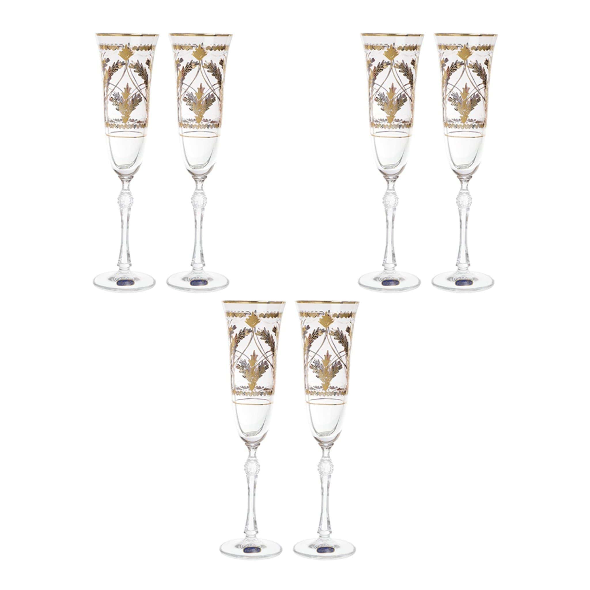 Bohemia Crystal - Flute Glass Set 6 Pieces - Gold - 150ml - 39000744