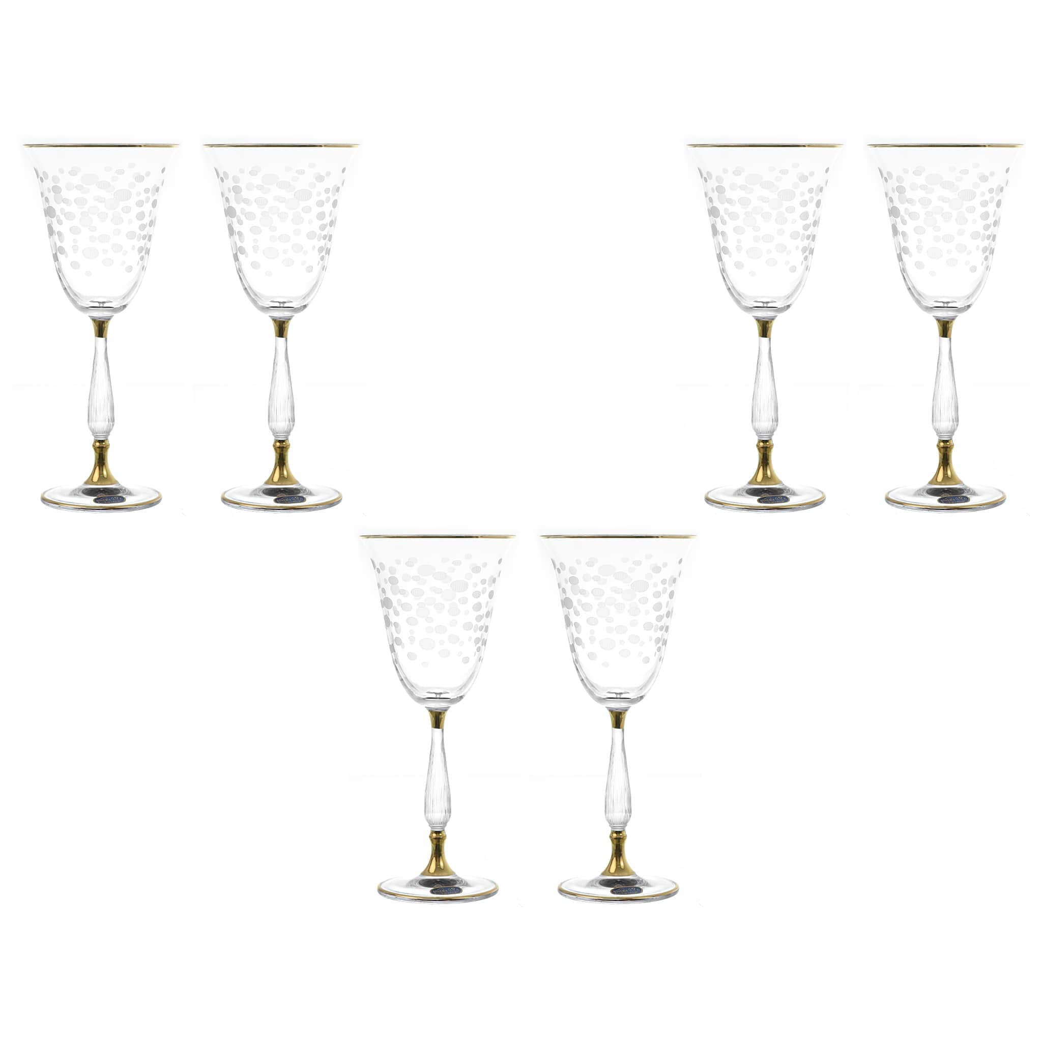 Bohemia Crystal - Goblet Glass Set 6 Pieces - Gold - 220ml - 39000768