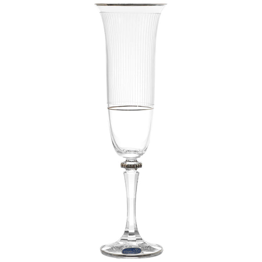 Bohemia Crystal - Flute Glass Set 6 Pieces - Silver - 150ml - 39000777