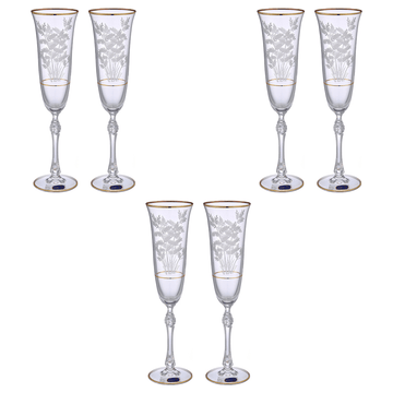 Bohemia Crystal - Flute Glass Set 6 Pieces - Gold - 150ml - 39000795