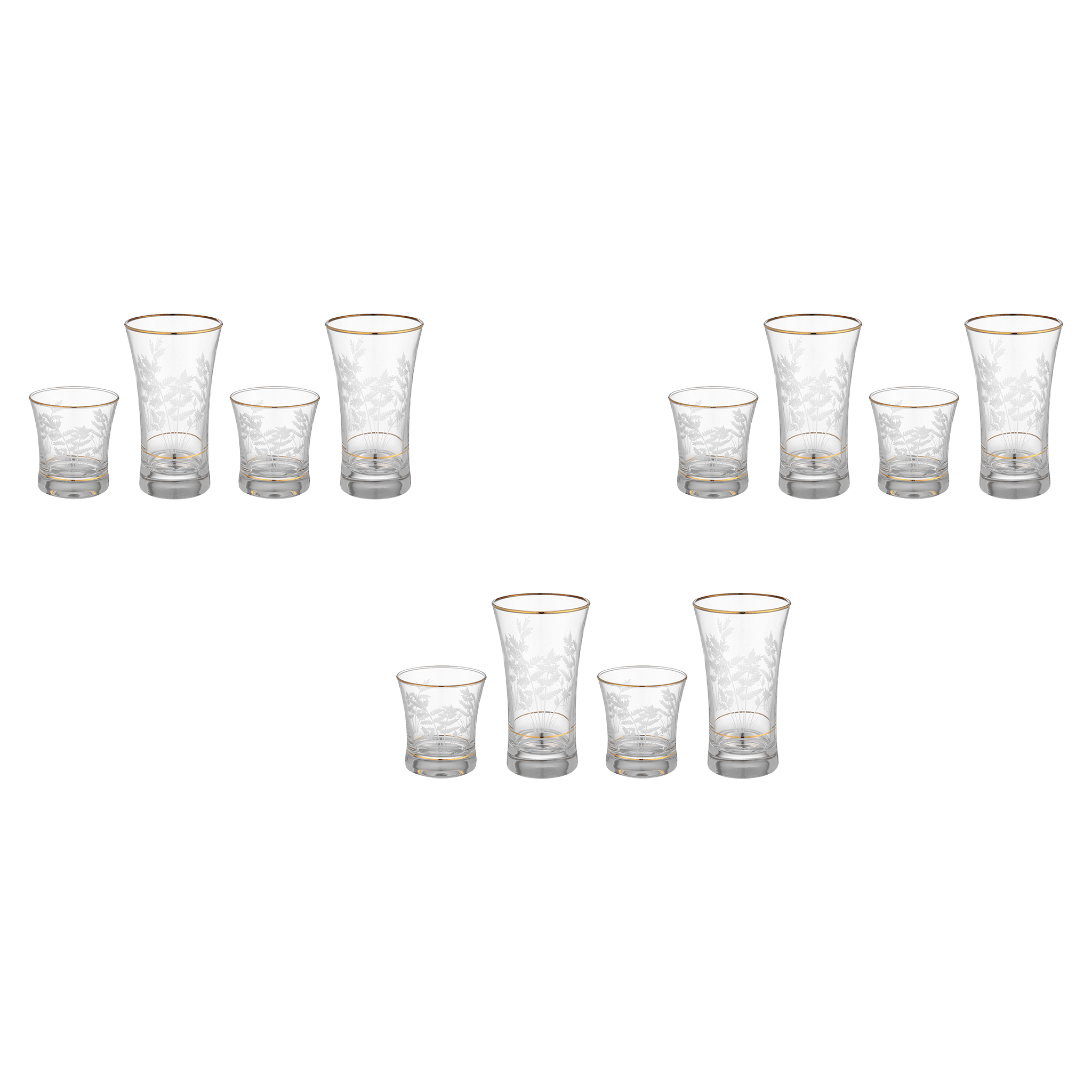 Pasabahce - Decorated Highball & Tumbler Glass 12 Pieces - Gold - Glass - 340ml&250ml - 39000798