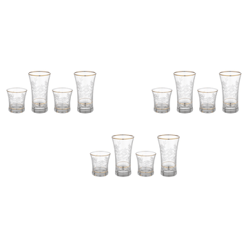 Pasabahce - Decorated Highball & Tumbler Glass 12 Pieces - Gold - Glass - 340ml&250ml - 39000798