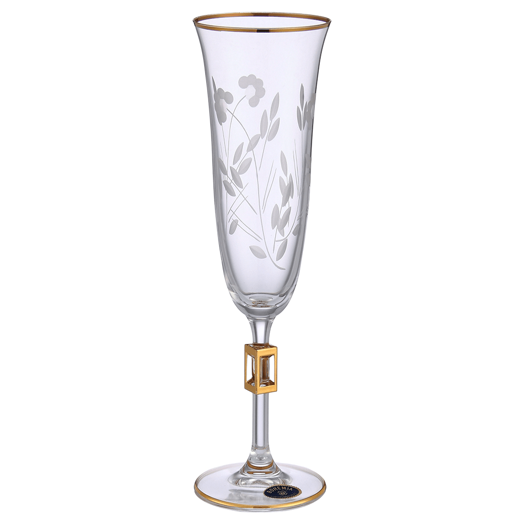 Bohemia Crystal - Flute Glass Set 6 Pieces - Gold - 150ml - 39000810