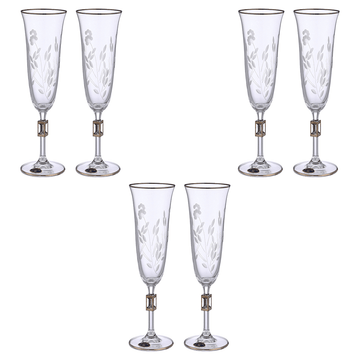 Bohemia Crystal - Flute Glass Set 6 Pieces - Silver - 150ml - 39000811