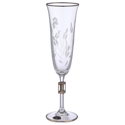 Bohemia Crystal - Flute Glass Set 6 Pieces - Silver - 150ml - 39000811