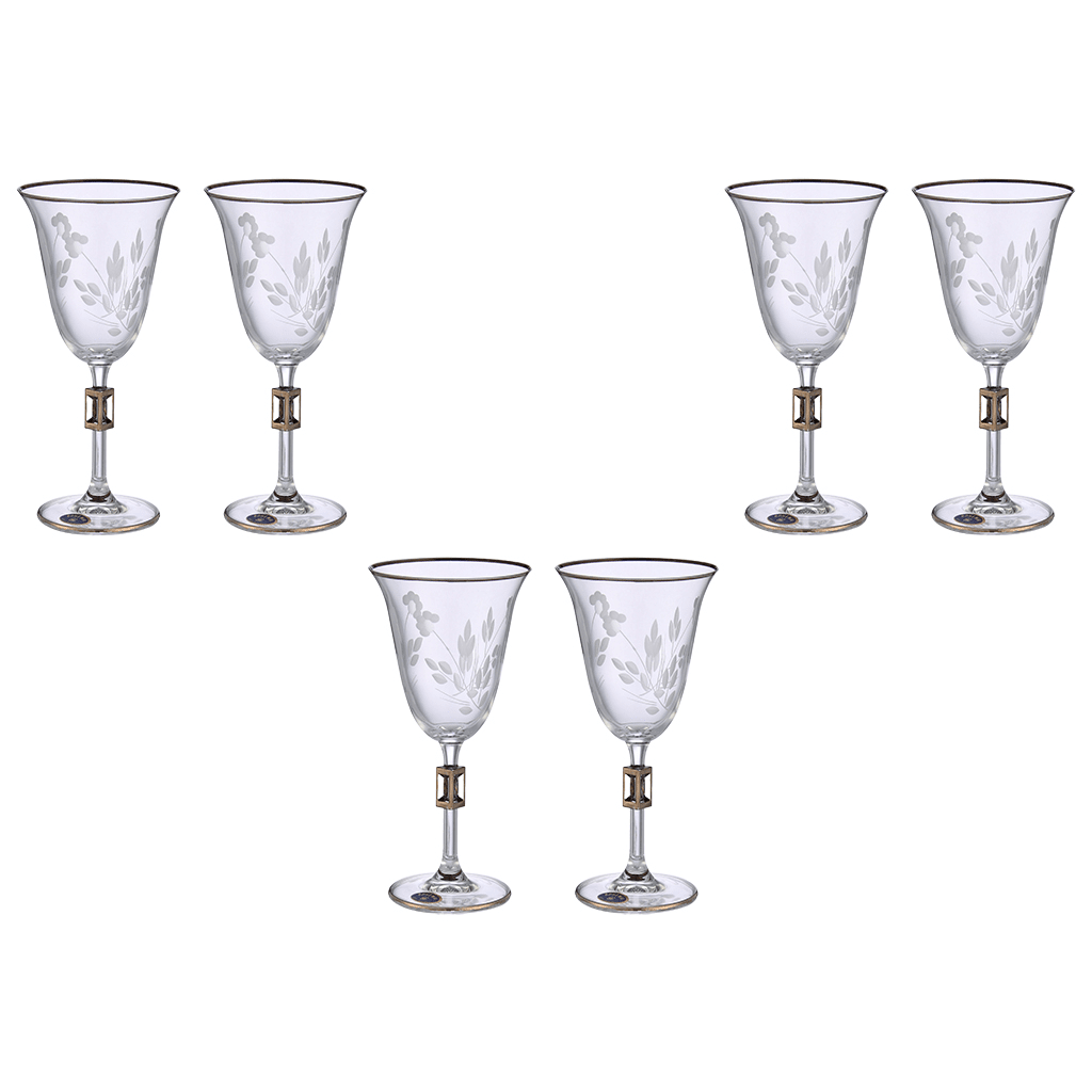 Bohemia Crystal - Goblet Glass Set 6 Pieces - Silver - 185ml - 39000812